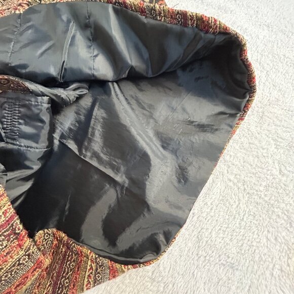 White Stag Womens Brocade Tapestry Jacket Small Black/Red Paisley Damask Print - Picture 8 of 10